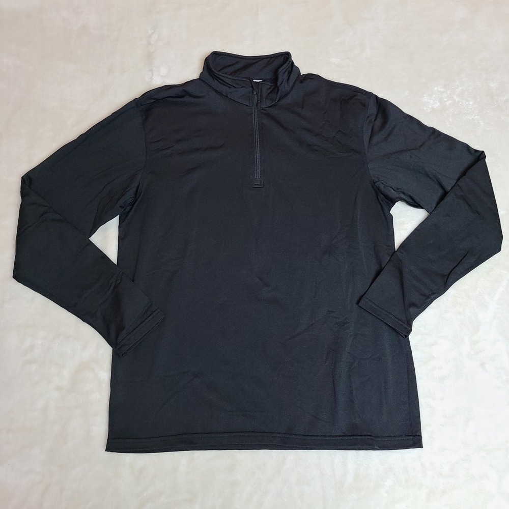 RefrigiWear Shirt Mens Medium Black Base Layer Quarter 1/4 Zip Stretch Top